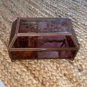 🛑~SOLD Handcrafted Via Vermont Purple Glass Tint/Brass Music Box